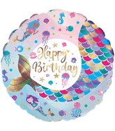 18" Shimmering Mermaid Birthday Iridecent Oaktree Foil Balloon