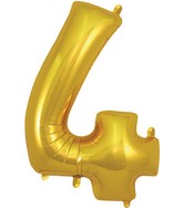 34" Number 4 Gold Oaktree Foil Balloon