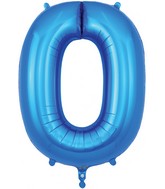34" Number 0 Blue Oaktree Foil Balloon