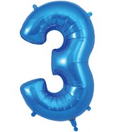 34" Number 3 Blue Oaktree Foil Balloon