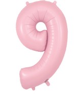 34" Number 9 Matte Pink Oaktree Foil Balloon