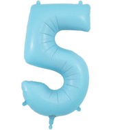 34" Number 5 Matte Blue Oaktree Foil Balloon