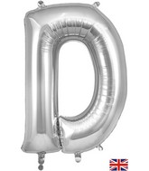 34" Letter D Silver Oaktree Brand Foil Balloon