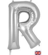 34" Letter R Silver Oaktree Brand Foil Balloon