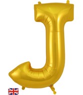 34" Letter J Gold Oaktree Brand Foil Balloon