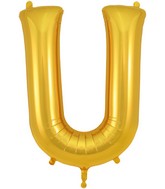 34" Letter U Gold Oaktree Foil Balloon