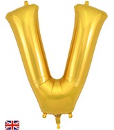 34" Letter V Gold Oaktree Foil Balloon