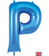 34" Letter P Blue Oaktree Brand Foil Balloon