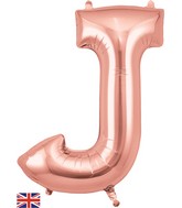34" Letter J Rose Gold Oaktree Brand Foil Balloon