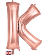 34" Letter K Rose Gold Oaktree Brand Foil Balloon