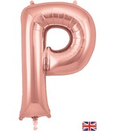 34" Letter P Rose Gold Oaktree Brand Foil Balloon