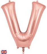 34" Letter V Rose Gold Oaktree Brand Foil Balloon