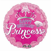 18" Princess Crown & Gem HBD Foil Balloon