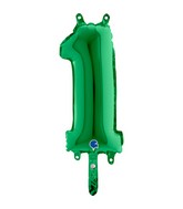 14" Airfill Only (Self Sealing) Number 1 Green Balloon
