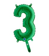 14" Airfill Only (self sealing) Number 3 Green Balloon