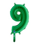 14" Airfill Only (self sealing) Number 9 Green Balloon