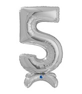 25" Number Standup 5 Silver Foil Balloon