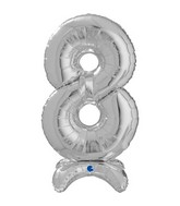 25" Number Standup 8 Silver Foil Balloon