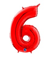 26" Midsize Foil Shape Balloon Number 6 Red