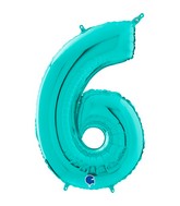 26" Midsize Foil Shape Balloon Number 6 Tiffany
