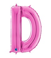 26" Midsize Letter Shape D Fuchsia Foil Balloon