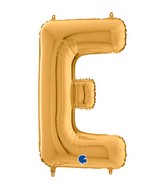 26" Midsize Letter Shape E Gold Foil Balloon