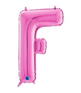 26" Midsize Letter Shape F Fuchsia Foil Balloon