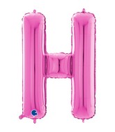 26" Midsize Letter Shape H Fuchsia Foil Balloon