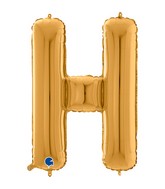 26" Midsize Letter Shape H Gold Foil Balloon