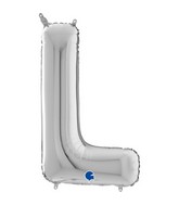 26" Midsize Letter Shape L Silver Foil Balloon