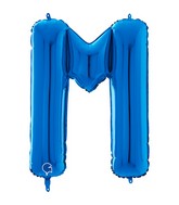 26" Midsize Letter Shape M Blue Foil Balloon