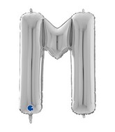 26" Midsize Letter Shape M Silver Foil Balloon