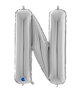 26" Midsize Letter Shape N Silver Foil Balloon