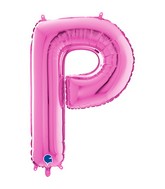 26" Midsize Letter Shape P Fuchsia Foil Balloon