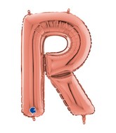 26" Midsize Letter Shape R Rose Gold Foil Balloon