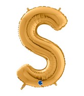 26" Midsize Letter Shape S Gold Foil Balloon