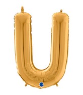 26" Midsize Letter Shape U Gold Foil Balloon