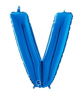 26" Midsize Letter Shape V Blue Foil Balloon