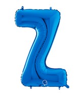26" Midsize Letter Shape Z Blue Foil Balloon