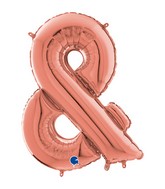 26" Symbol Ampersand Rose Gold Foil Balloon