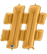 26" Symbol Hashtag Gold Foil Balloon