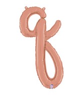 24" Air Filled Only Script Letter "Q" Rose Gold Foil Balloon
