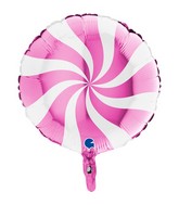 18" Candy Swirly White-Fuchsia Foil Balloon