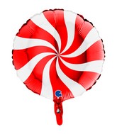 18" Candy Swirly White-Red Foil Balloon