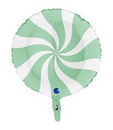 18" Candy Swirly White-Matte Green Foil Balloon
