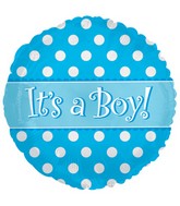 4.5" Airfill Only Foil Balloon It's A Boy Dots