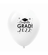 11" Congrats Grad 2022 Latex Balloons 25 Count White