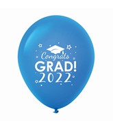 11" Congrats Grad 2022 Latex Balloons 25 Count Blue