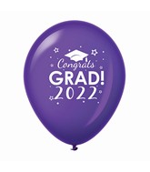 11" Congrats Grad 2022 Latex Balloons 25 Count Purple