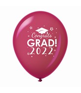 11" Congrats Grad 2022 Latex Balloons 25 Count Burgundy